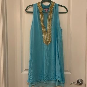 Lilly Pulitzer size 8 light blue with gold collar great condition